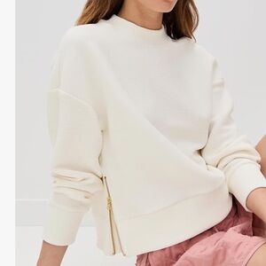 FASHION Classic White Textured Side Zippers Sweater Size S NWOT